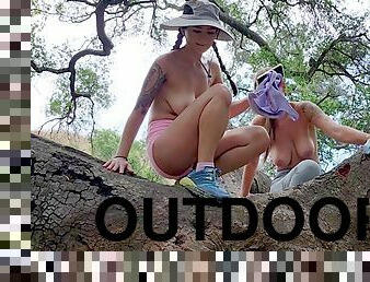 Outdoor FFM threesome with ravishing Jasmine Wilde & Kenzie Love