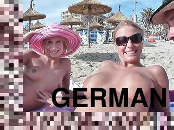 German Teen anal pick up at beach for threesome ffm