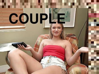 Round butt roommate Harley King gives head and turns around for sex