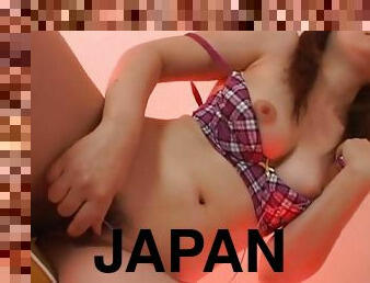 Adorable Japanese girl Anju Shiina drops her panties to masturbate