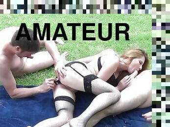Amateur Double penetration try outdoor with german milf