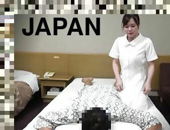 Japanese chick enjoys while giving a nice handjob on the bed