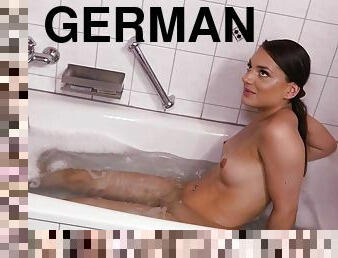 German  skinny amateur teen meet guy for bathroom sex