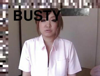 Busty Japanese nurse Kisaki Mikoto moans while getting fucked