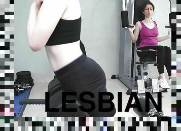 Maya enjoys while gently licking Roxane's pussy in the gym