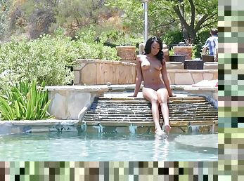 Hardcore interracial dicking by the pool with hot Lala Ivey