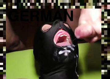 Masked german girl Gundula Pervers gets extreme rough deepthroat mouth fucked at our weekly groupsex party