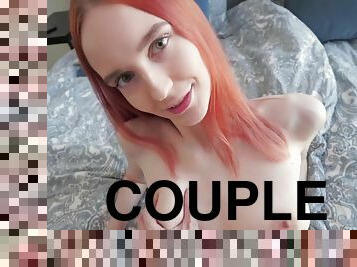 Beautiful redhead girlfriend sucks his dick and spreads her legs for sex