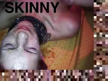 Skinny redhead german fetish milf gets extreme rough swinger club party gangbanged