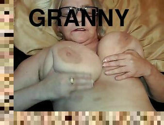 A granny named Lyn - very old filthy grandma gets cum on face