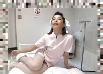 Video of a kinky Japanese nursey in nylon pantyhose teasing