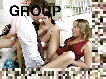 Wild orgy ends with facials for sluts Sophia Grace and Alison Rey
