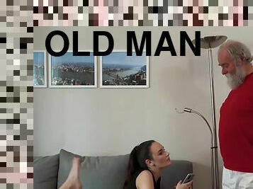 Super beautiful teen fucks super old man