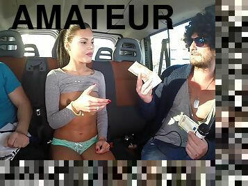 Small tits amateur Apolonia gets fucked in the van by a stranger