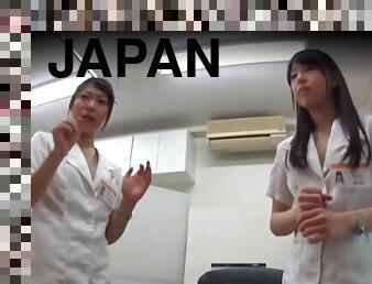 Japanese FFM threesome with slutty nurses wearing uniforms