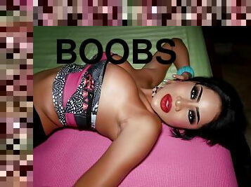 Big boobs Asian ladyboy shemale Benz POV blowjob and bareback anal fucking