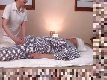 Massage leads to a dicking on the floor with a horny Japanese couple