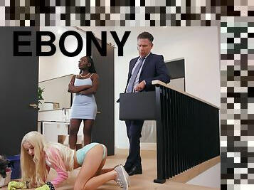 White man fucks ebony chick Osa Lovely and white teen Kenzie Reeves