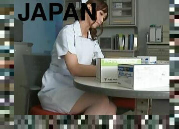 Japanese nurse Nono Mizusawa gives a footjob to her patient