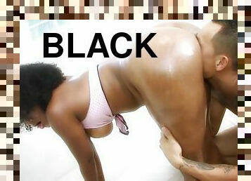 Oiledup big black booty worshiped then hard fucked by big cock