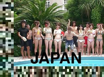 Wild Japanese pool party with lots of squirting sluts
