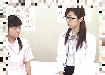 Passionate lesbian licking between a doctor and a kinky patient