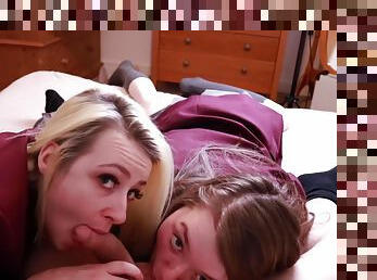 Two British 18 Year Olds In School Uniform Suck Dick And Share Cum With Each Other