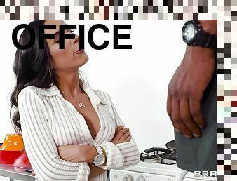 kantor, penis-besar, antar-ras, jenis-pornografi-milf, hitam, bersetubuh, cantik