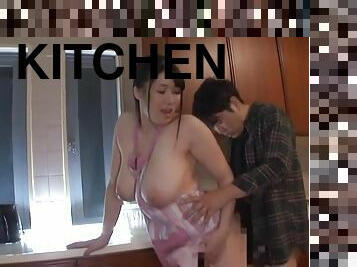 Hardcore fucking in the kitchen with horny model Yurai Chitose