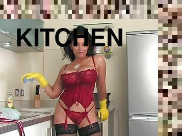 Nothing pleases sexy Danica Collins as getting messy in the kitchen