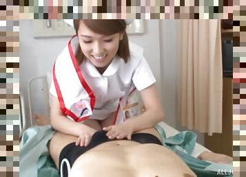 Asian nurse Shiina Sora gives head and rides in POV video