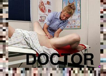 Doctor Destiny Devine takes her patient's cock in her mouth