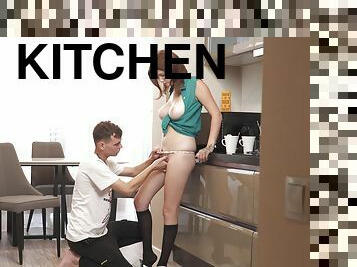 Homemade video of passionate fucking in the kitchen with Queenlin