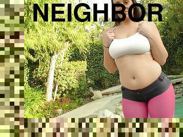 Seductive neighbor Melanie Hicks drops her clothes to be fucked