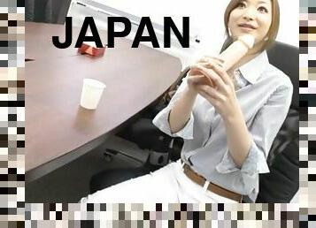 Video of Japanese secretary Karen Fujiki sucking a dildo in the office