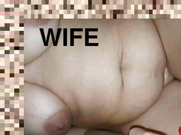 Chubby wife with saggy tits