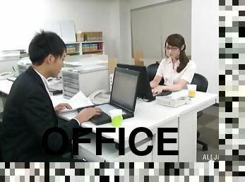 Amazing fucking on the office table with a stunning Japanese secretary