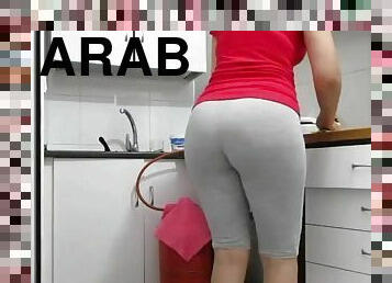 Big booty Arab Milf in the kitchen