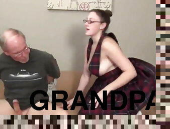 Grandpa fuck busty teen in glasses