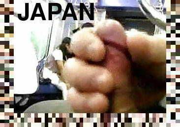 Japanese man flashing his dick in train