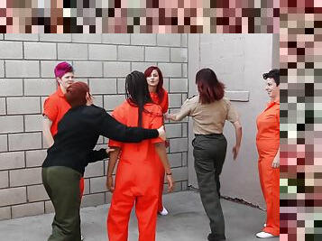 Lesbo sluts Phoenix Askani and Odile have sex in the prison