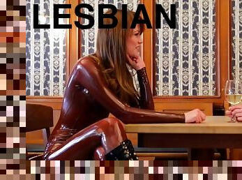 Beautiful lesbians in latex catsuits