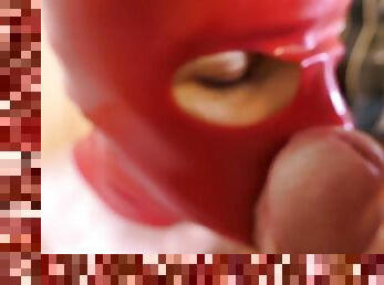 POV blowjob in latex mask