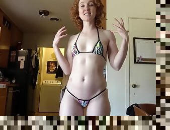 Sweet ginger in mini bikini