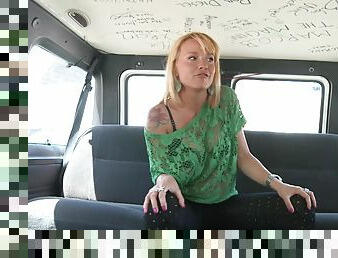 Balls deep pussy drilling in the back of the van with a sexy blonde