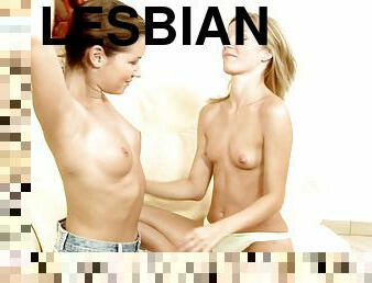 Lesbian one on one aciton with sexy teens Alison and Britney