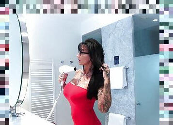 German big tits tattoo lady masturbate in bathroom