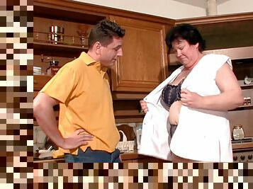 German fat ugly housewife fuck in kitchen