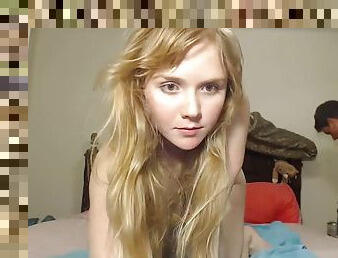 Our first fuck on webcam with my blond girlfriend