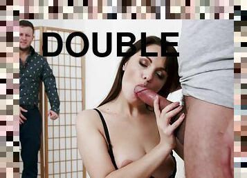 First time double penetration threesome for Dominica Phoenix